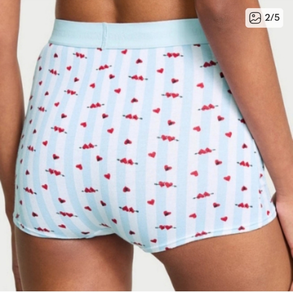 Victoria's Secret Light Blue and Red Heart Boxer Shorts - Picture 2 of 6